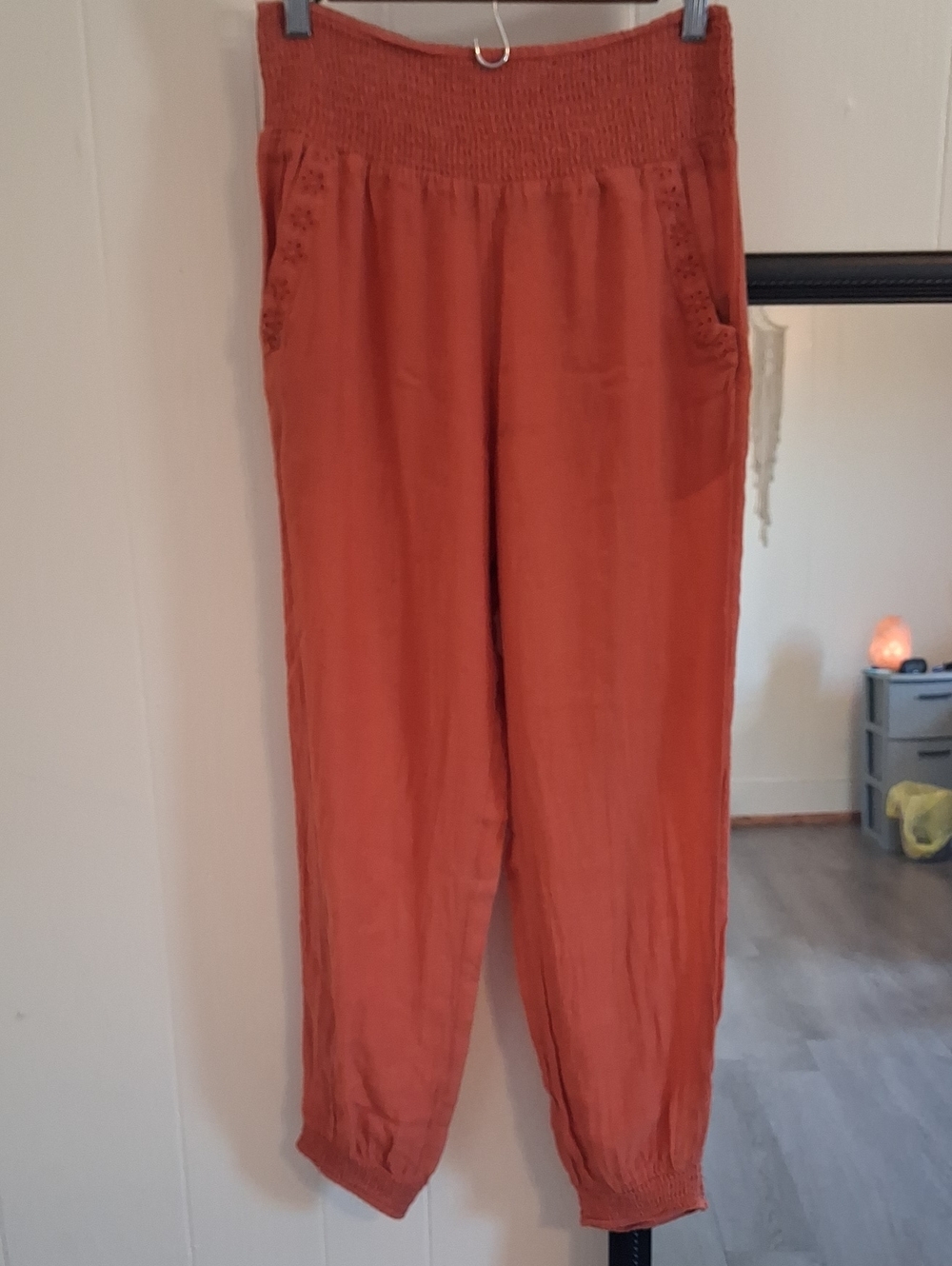 Free People Coral Rust Semi-Sheer Elastic-Waist Pull-On Beach Cover-up Pants